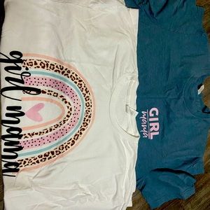 2 basic “Girl” Mom 🦄🎀 tees 1 XXL (white) and 1 XL (Blue)